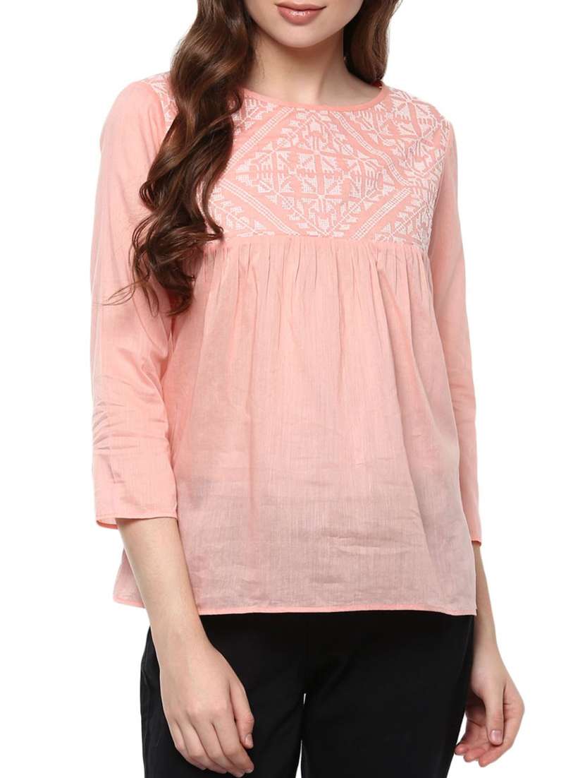 women's a line round neck top