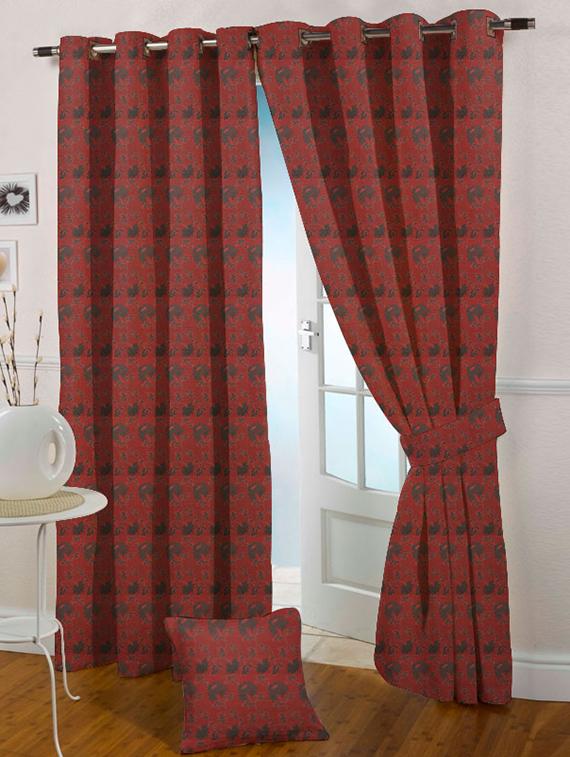 Red Colour Fl Jacquard Curtain By Presto Bazaar Red Colour Fl Jacquard Curtain By Presto Bazaar Ping For Curtains In India 11786742