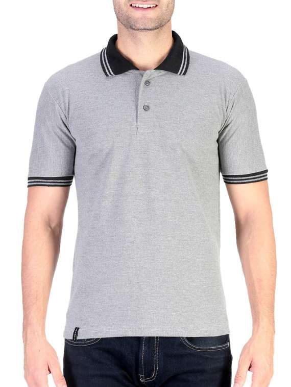 grey solid cotton t-shirt
