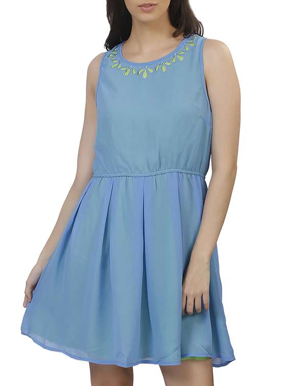 blue fit & flare dress - 11788442 - Zoom Image - 0