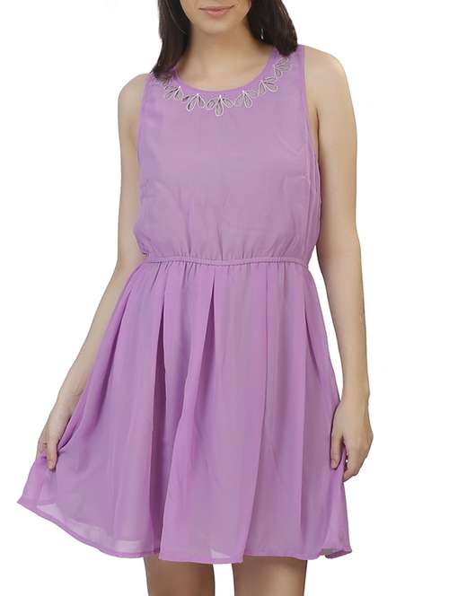 purple fit & flare dress - 11788444 - Standard Image - 0