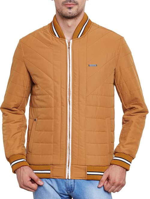 solid light brown cotton casual jacket - 11789681 - Standard Image - 0