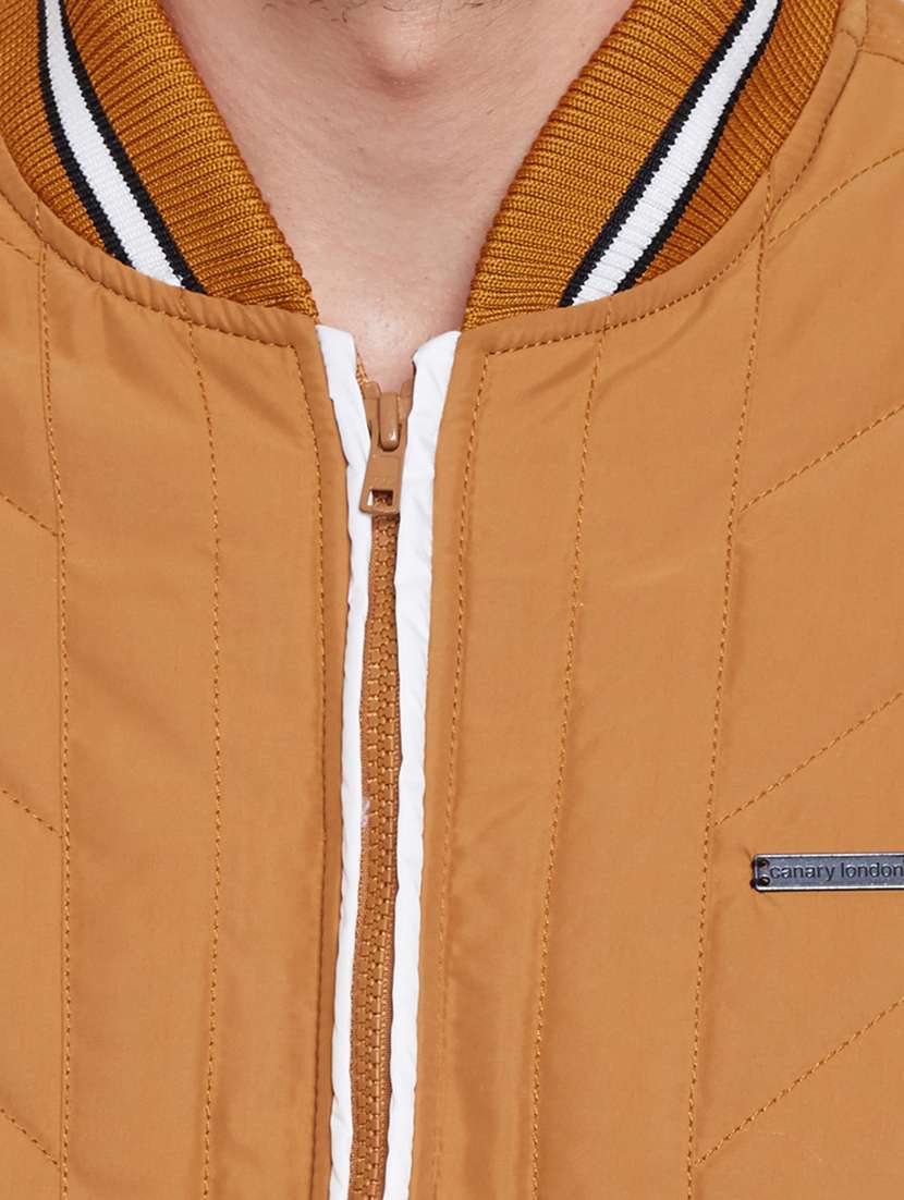 solid light brown cotton casual jacket - 11789681 - Standard Image - 3