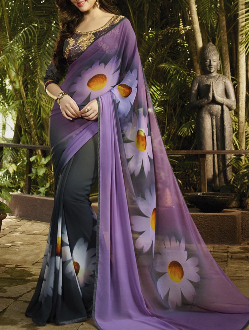 floral printed half and half saree - 11803104 -  Zoom Image - 0