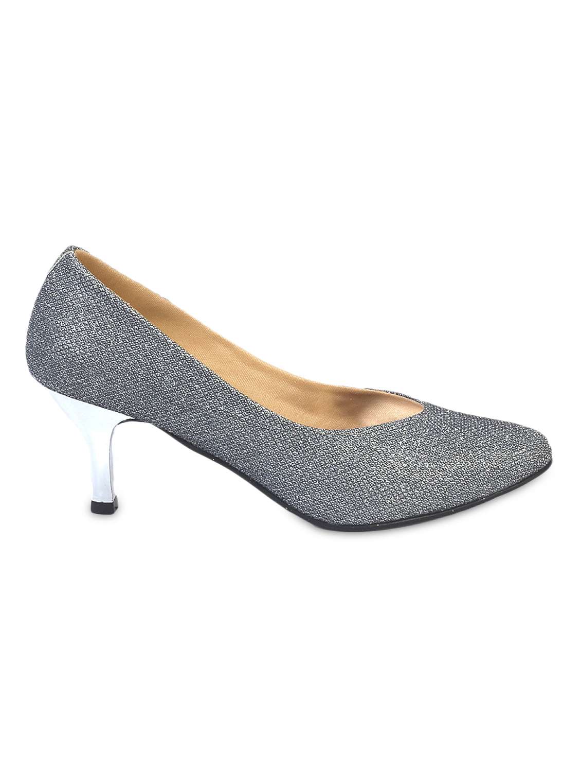 Silver faux leather stillettos