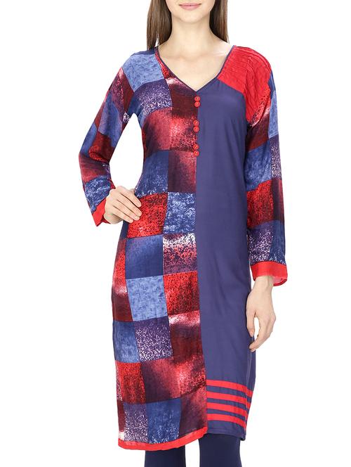 blue rayon straight kurta - 11807627 -  Standard Image - 0