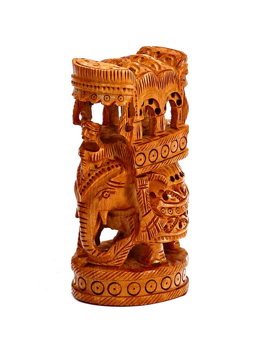 beige wooden ambabari elephant figurine