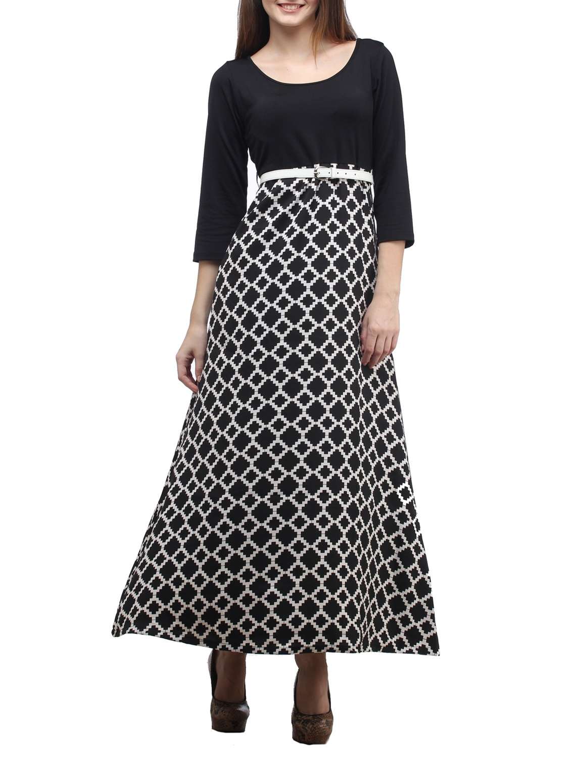 belted flare maxi dress