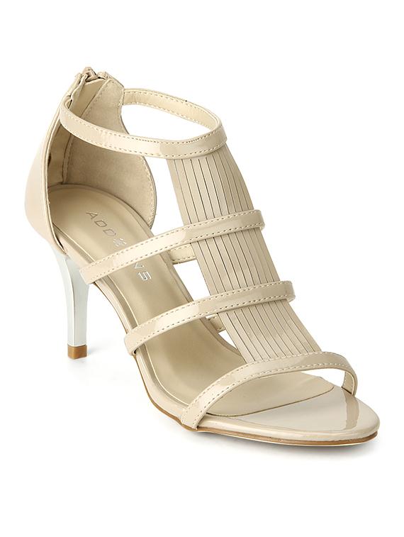 nude leatherette heel sandal - 11823486 -  Zoom Image - 0