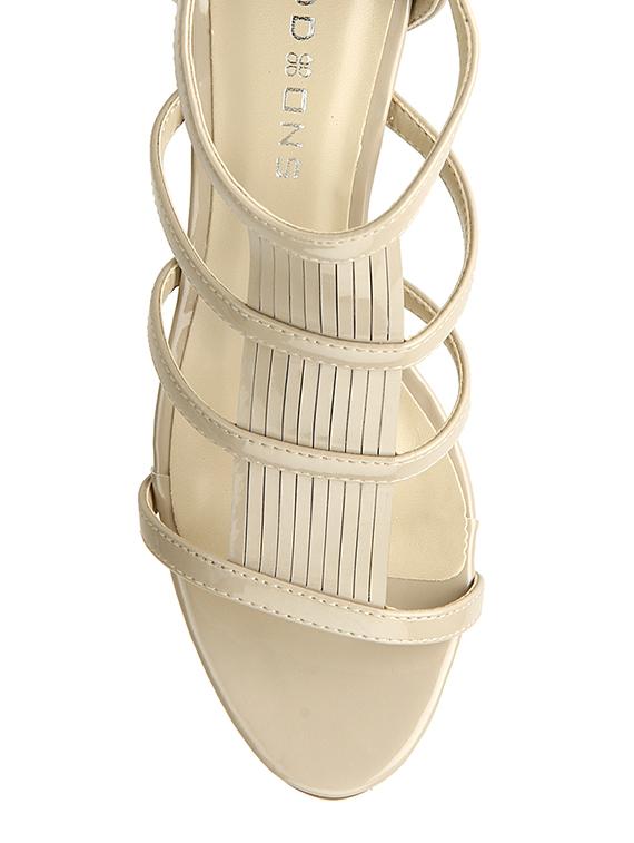 nude leatherette heel sandal - 11823486 - Standard Image - 3