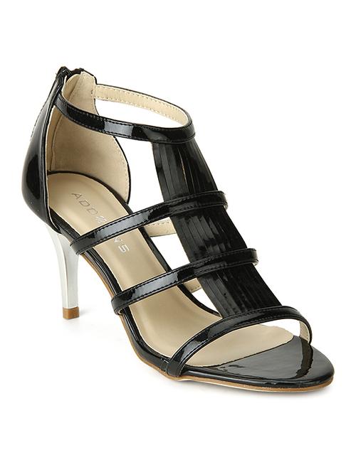 black leatherette heel sandal - 11823487 -  Standard Image - 0