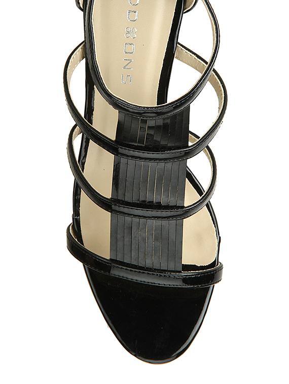 black leatherette heel sandal - 11823487 - Standard Image - 3