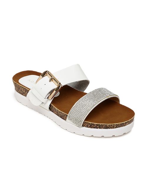 white embellished leatherette sandal - 11823524 - Standard Image - 0