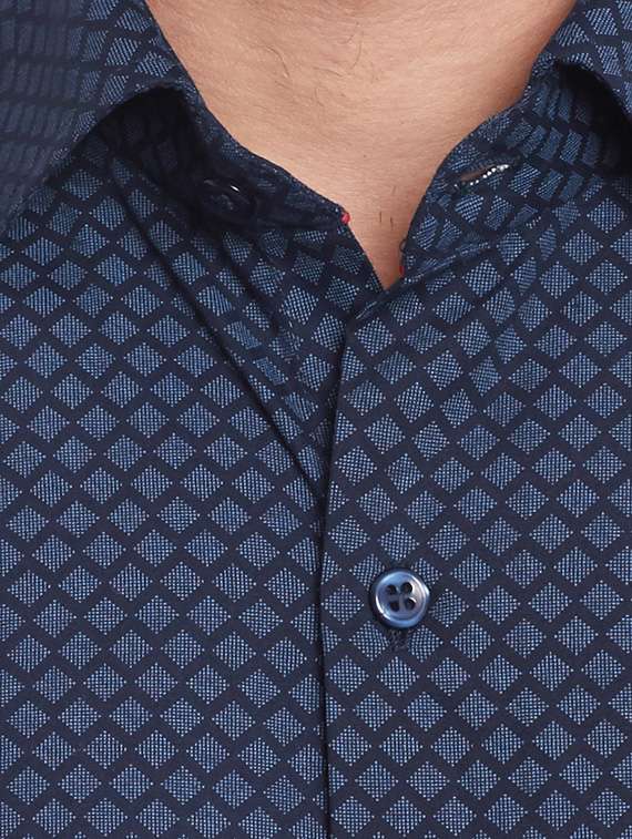 navy blue cotton casual shirt - 11824823 -  Standard Image - 3