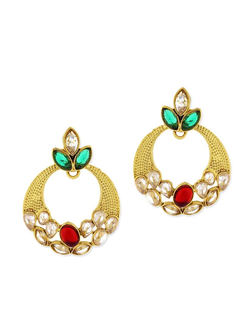 multi colored copper chandbali earrings