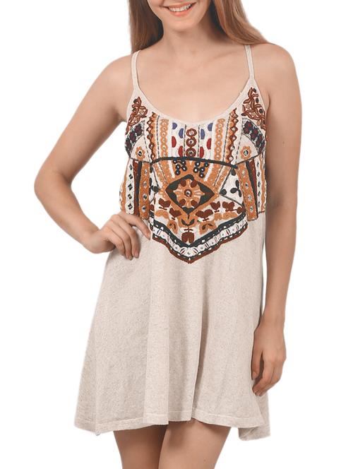 beige rayon dress - 11833376 - Standard Image - 0