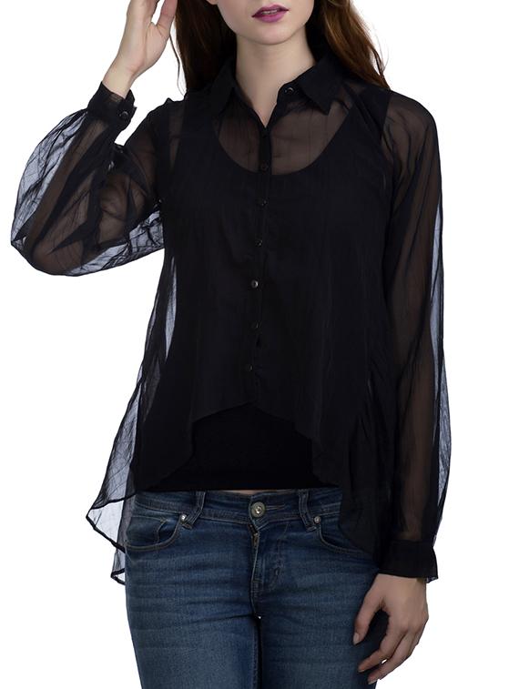 black georgette top - 11833377 -  Zoom Image - 0