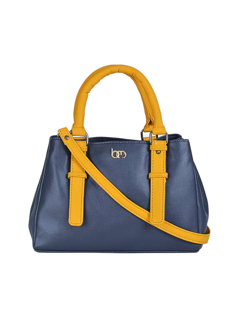 blue leatherette handbag with sling