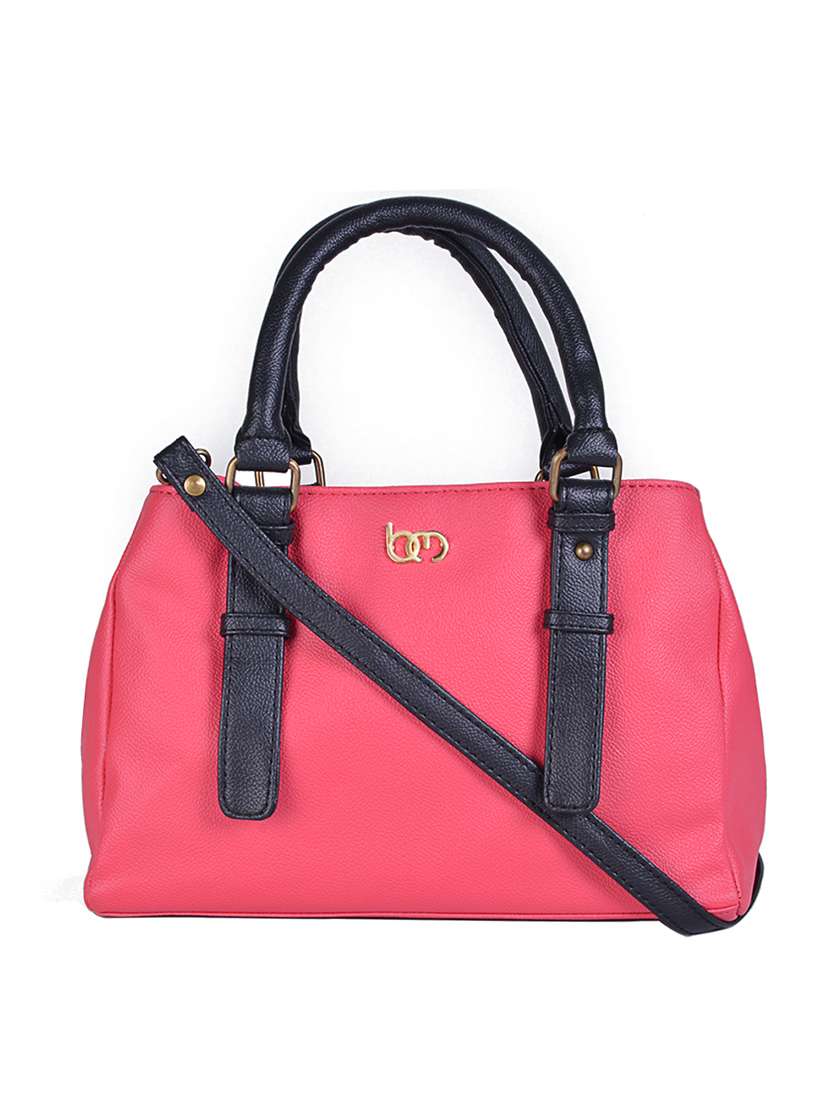 pink leatherette handbag with sling