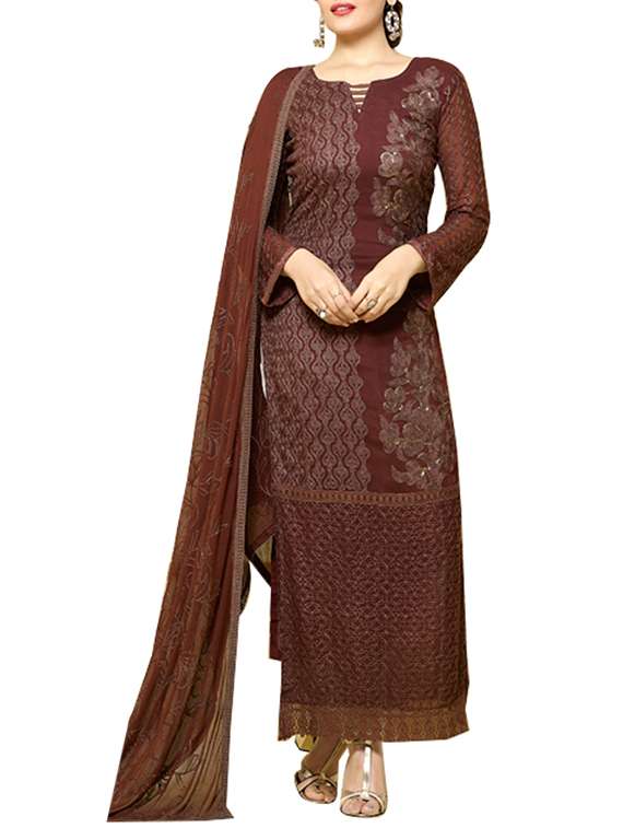 Buy online Brown Chiffon Dress Material from Suits & Dress material for  Women by Khantil for 1219 at 6% off | 2026 Limeroad.com