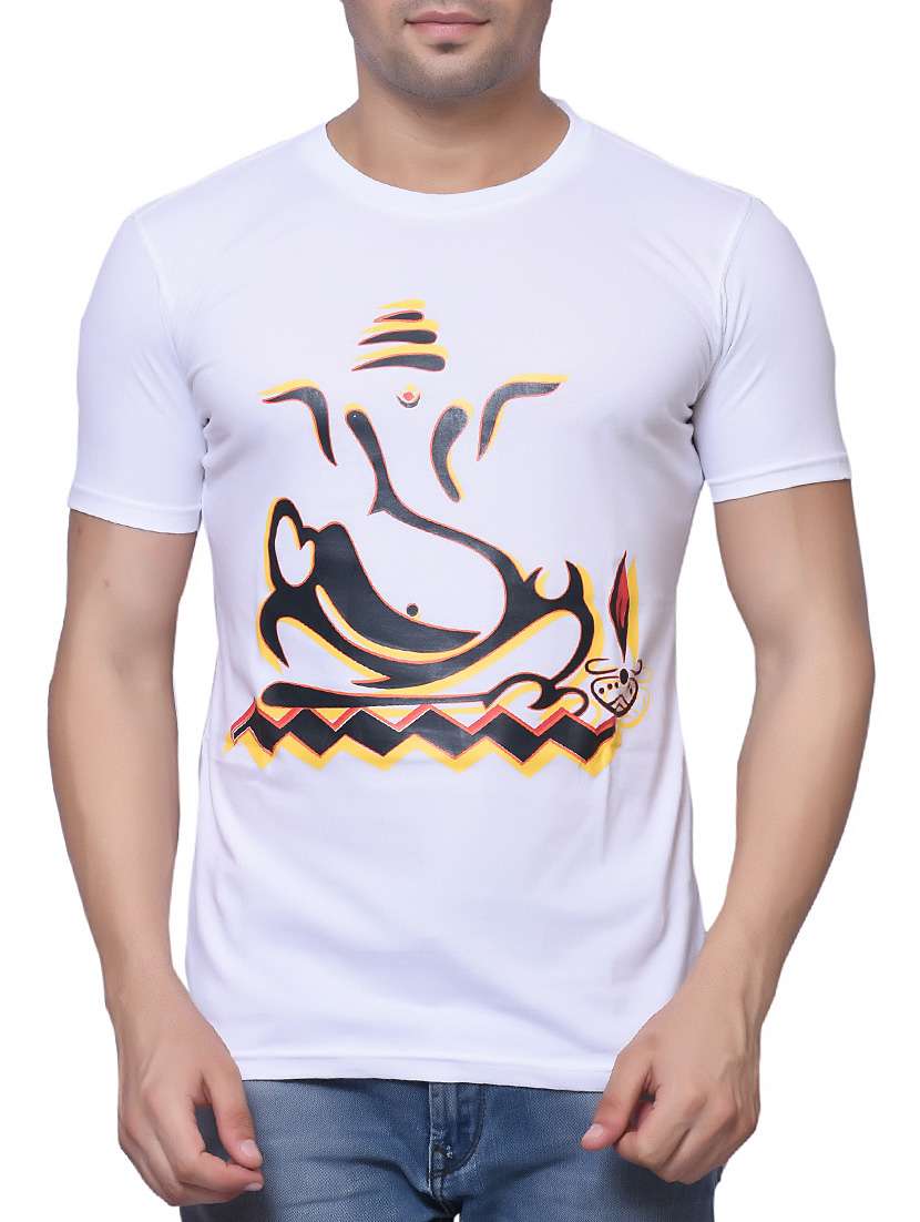 white printed cotton t-shirt