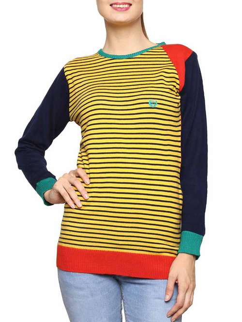 yellow striped acrylic pullover - 11855122 -  Standard Image - 0
