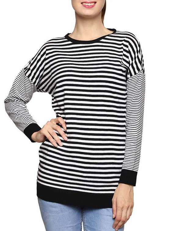 black and white striped acrylic pullover - 11855127 - Zoom Image - 0