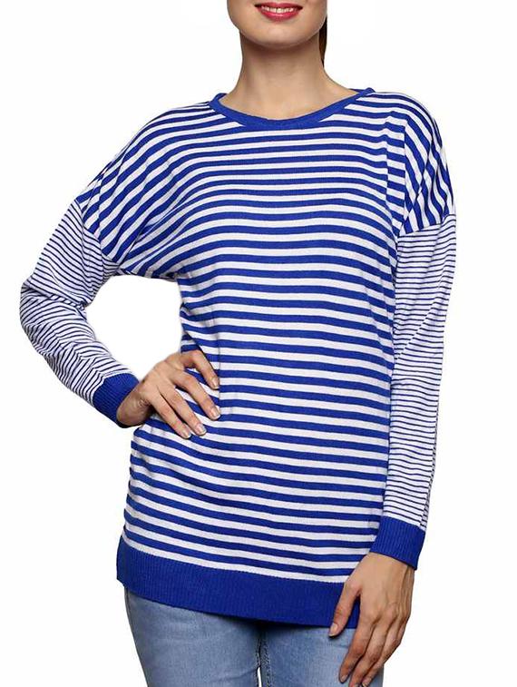 blue and white striped acrylic pullover - 11855128 - Zoom Image - 0