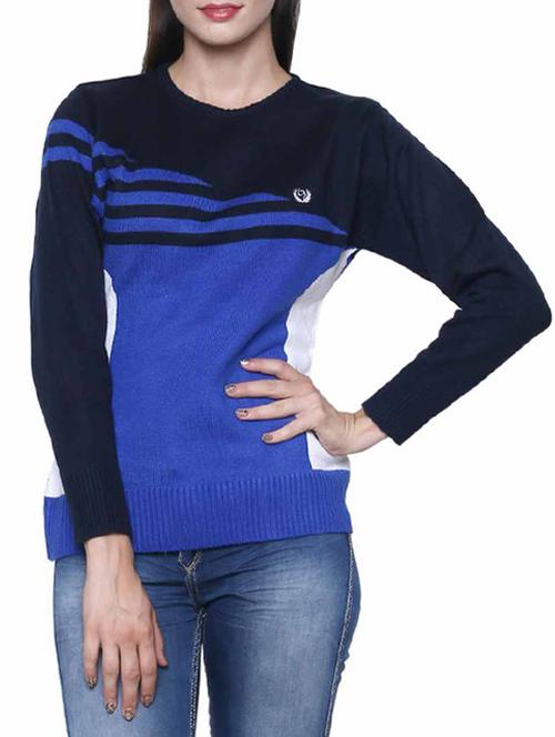 blue and black color block acrylic pullover - 11855153 - Standard Image - 0