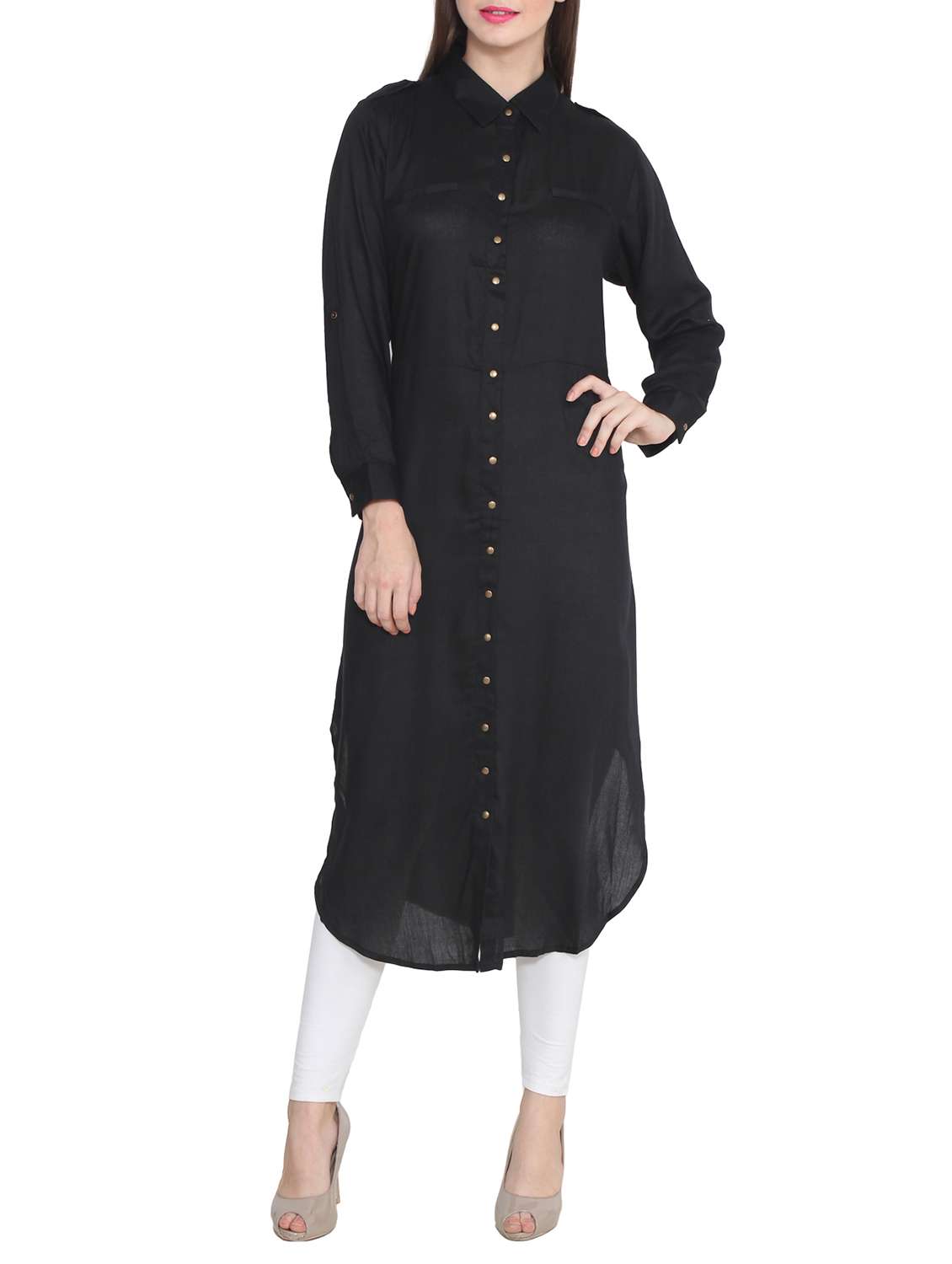 black rayon straight kurta