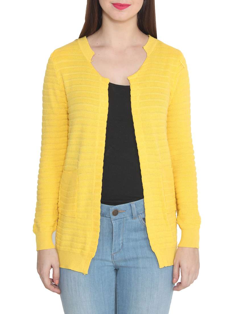 Buy online Yellow Woolen Shrug from capes shrugs for Women by