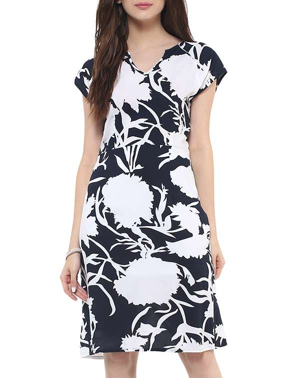black rayon printed dress