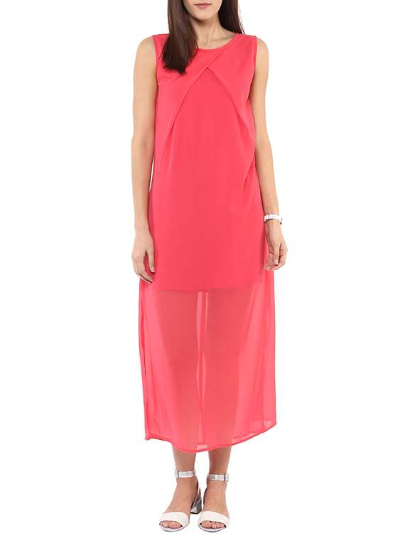 solid coral maxi dress