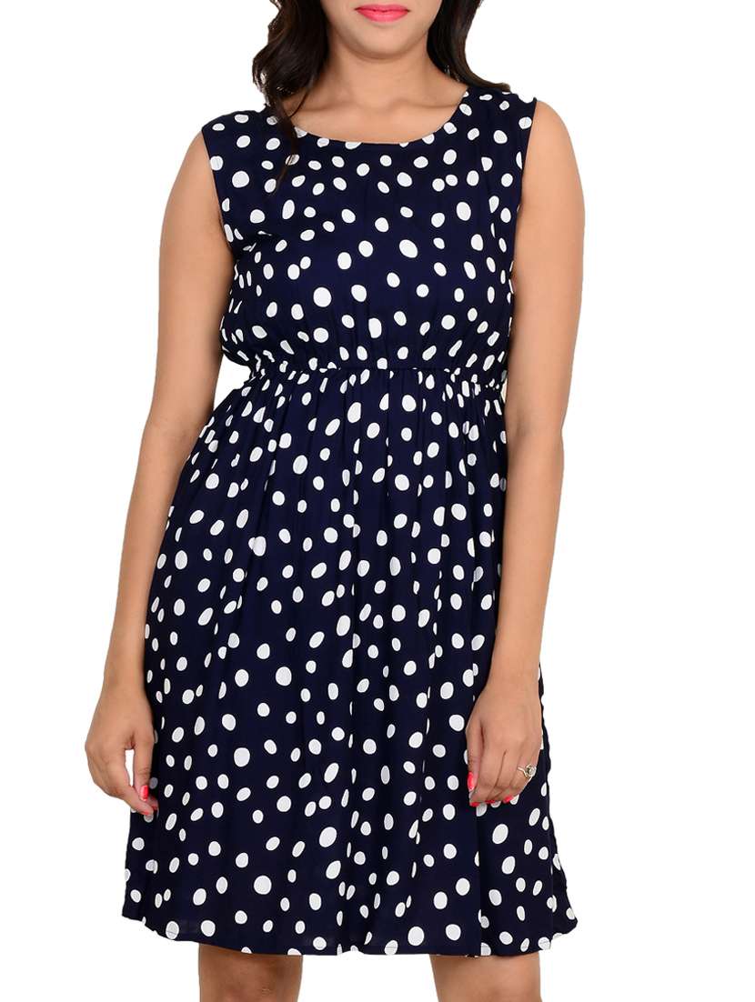 navy blue rayon blouson dress