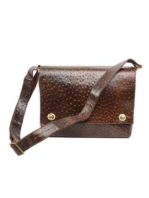 brown leatherette textured sling bag - 11902731 -  Standard Image - 0