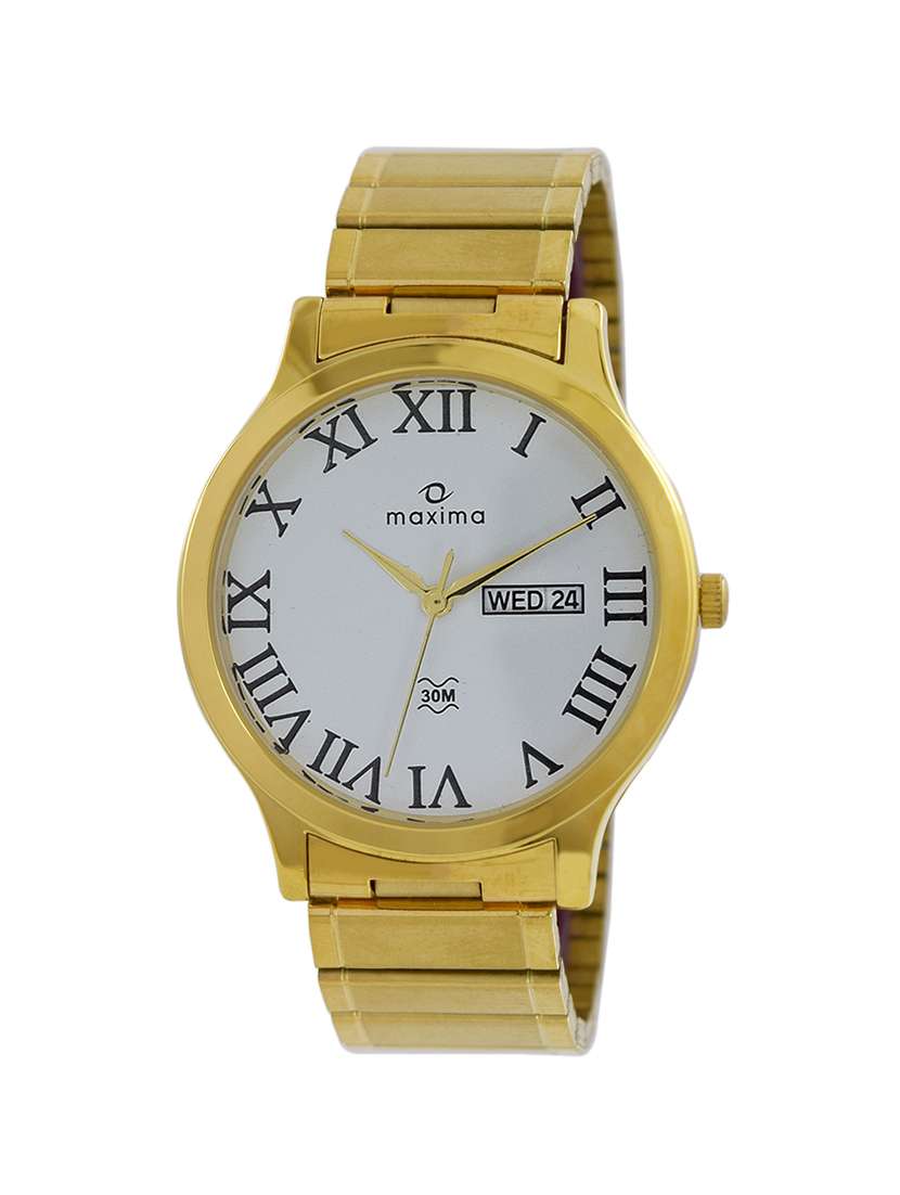 gold stainless steel wrist watch