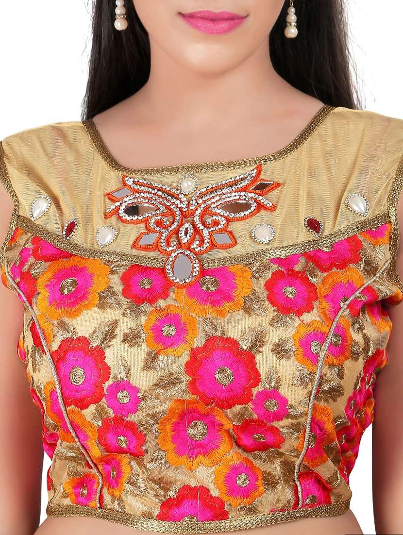 multi colored net embroidered blouse