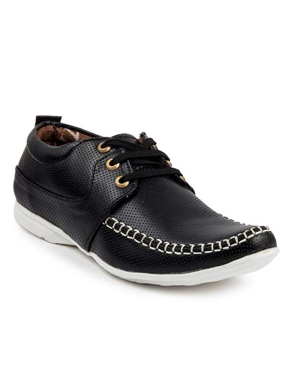 black synthetic lace up shoes