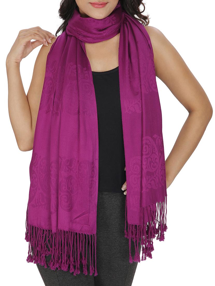 purple viscose jacquard stole - 11912186 -  Zoom Image - 0