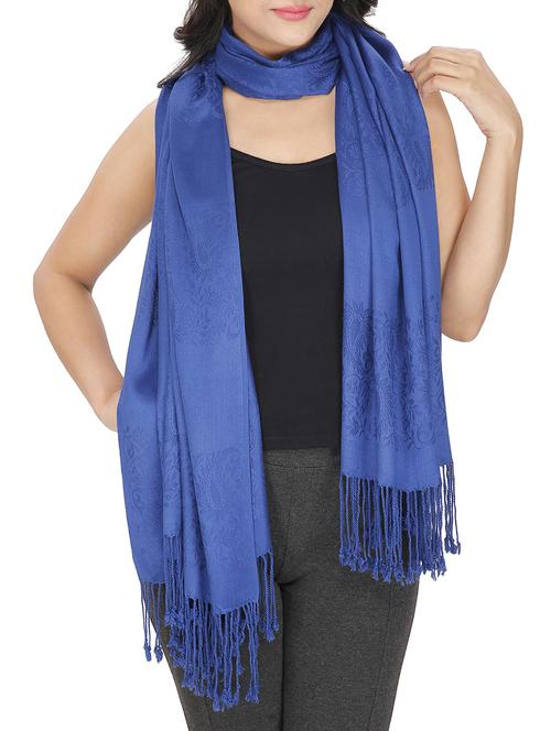 blue viscose jacquard stole - 11912189 -  Standard Image - 0