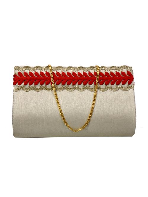 white cotton embroidered clutch - 11912499 - Standard Image - 0