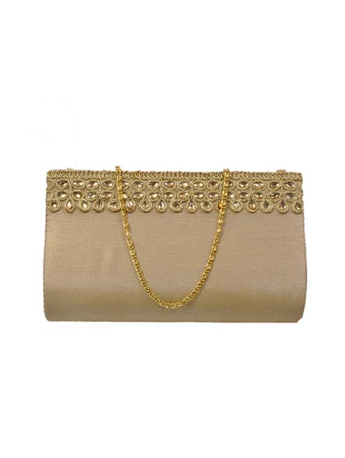 beige cotton embroidered clutch - 11912501 - Standard Image - 0