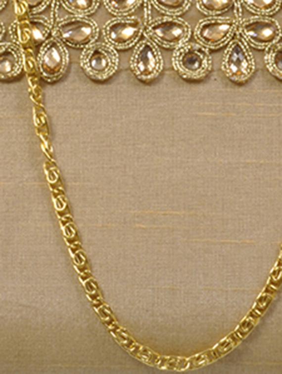 beige cotton embroidered clutch - 11912501 - Standard Image - 3