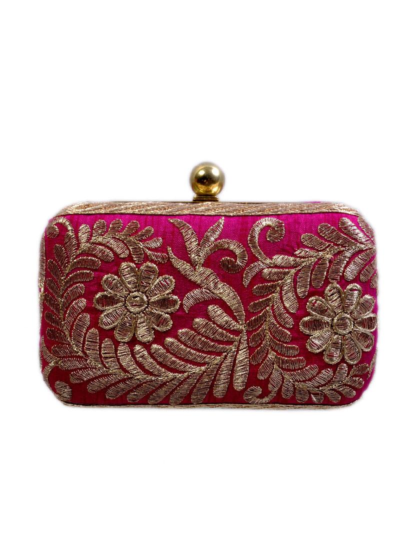 pink cotton embroidered clutch - 11912507 -  Zoom Image - 0