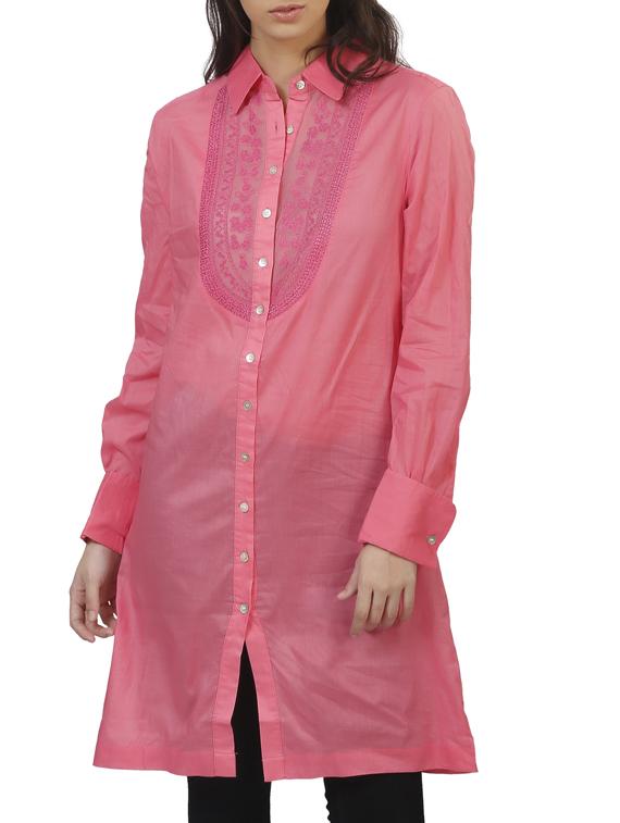 pink cotton tunic - 11914001 - Zoom Image - 0