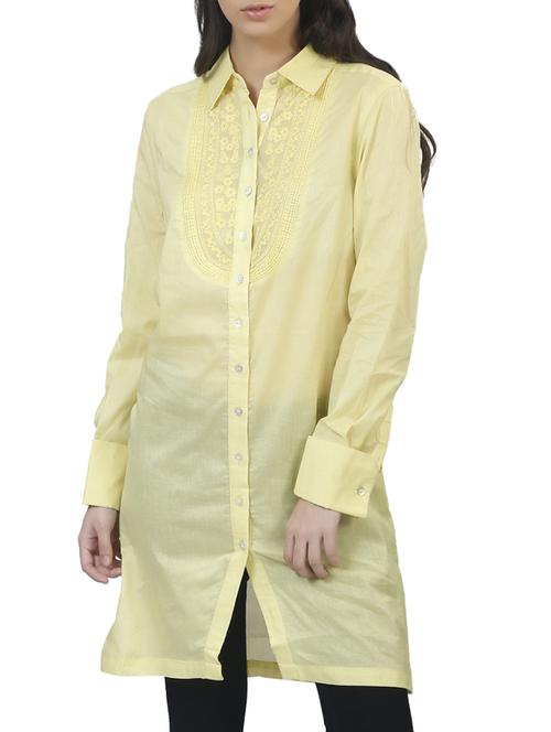 yellow cotton regular tunic - 11914002 - Standard Image - 0