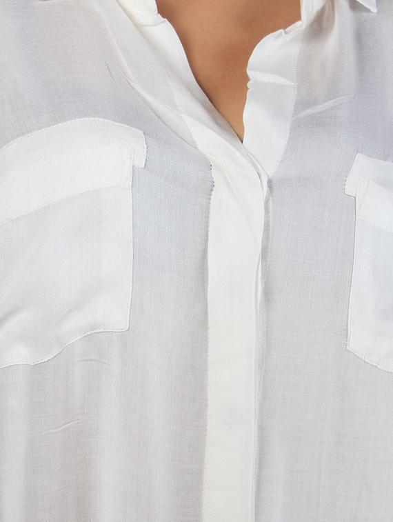 white viscose assymmetric shirt - 11914005 - Standard Image - 3