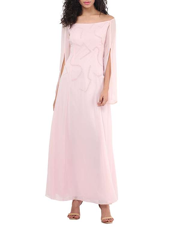 pink off shoulder dress