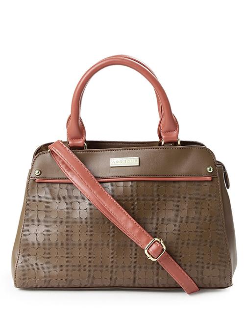 brown leatherette cutwork handbag with sling - 11921148 -  Standard Image - 0