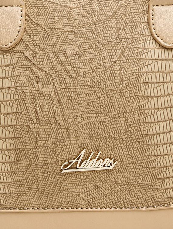 beige leatherette textured handbag - 11921153 - Standard Image - 3